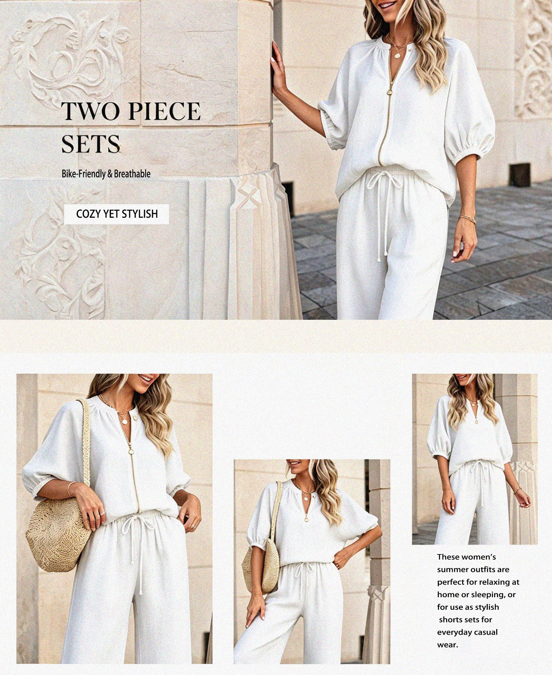 Women's Matching Lounge Set Quarter Zip Pullover Top Loose Wide Leg Pants 2 Piece Sweatsuit Casual Outfit Women's Matching Lounge Set Quarter Zip Pullover Top Loose Wide Leg Pants 2 Piece Sweatsuit Casual Outfit