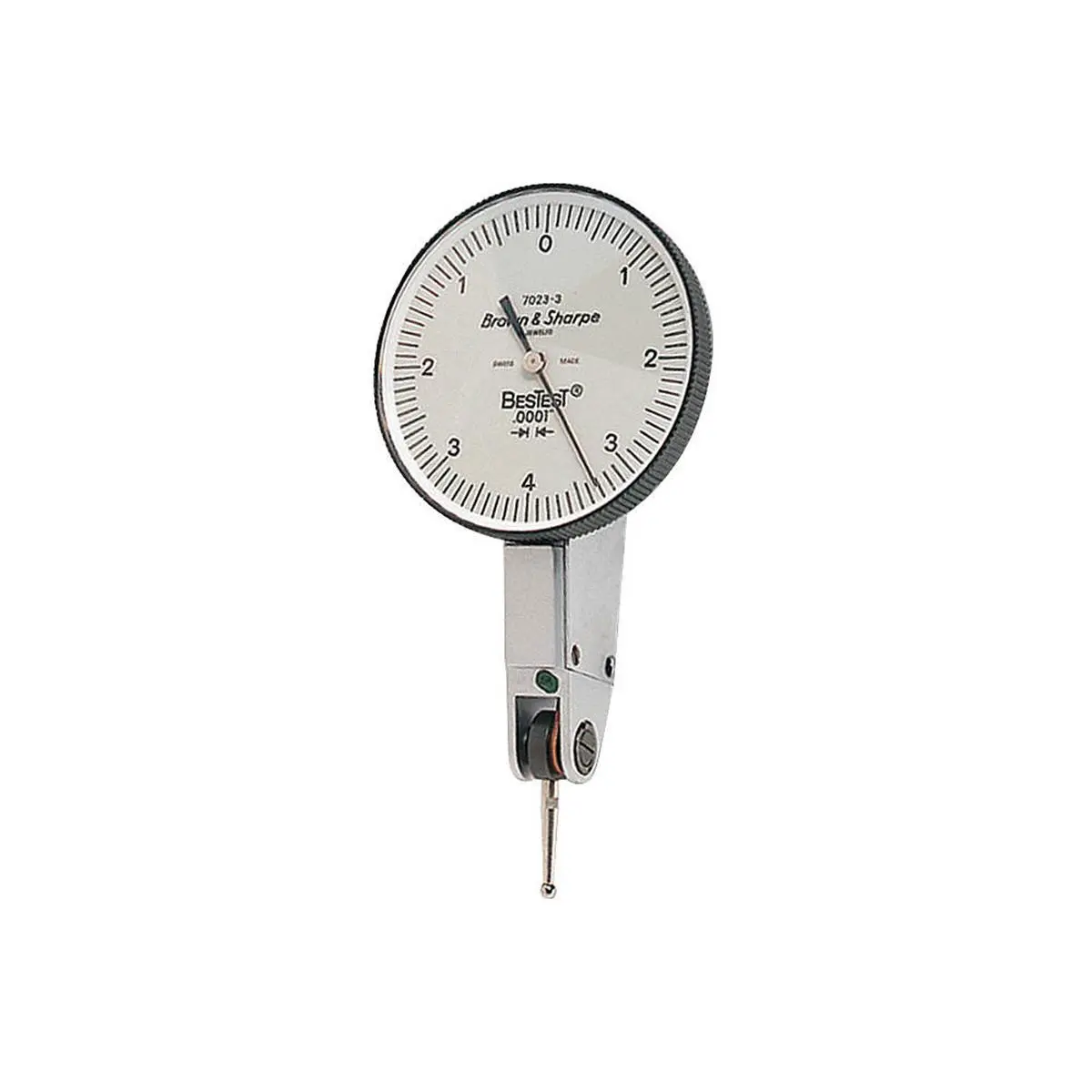 Brown & Sharpe Bestest Dial Indicator - 0.0001 x 1.5 in, Carbide Component, Bidirectional, Automatic Reversal, 7-Ruby Jeweled Movement, Continuous Pointer Rotation