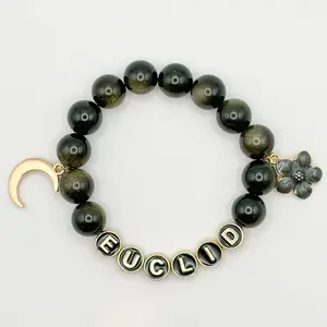 ST song inspired bracelet black and gold obsidian natural stone beads
