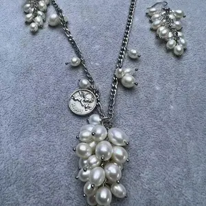 Grape Set--Freshwater Pearl Necklace & earrings