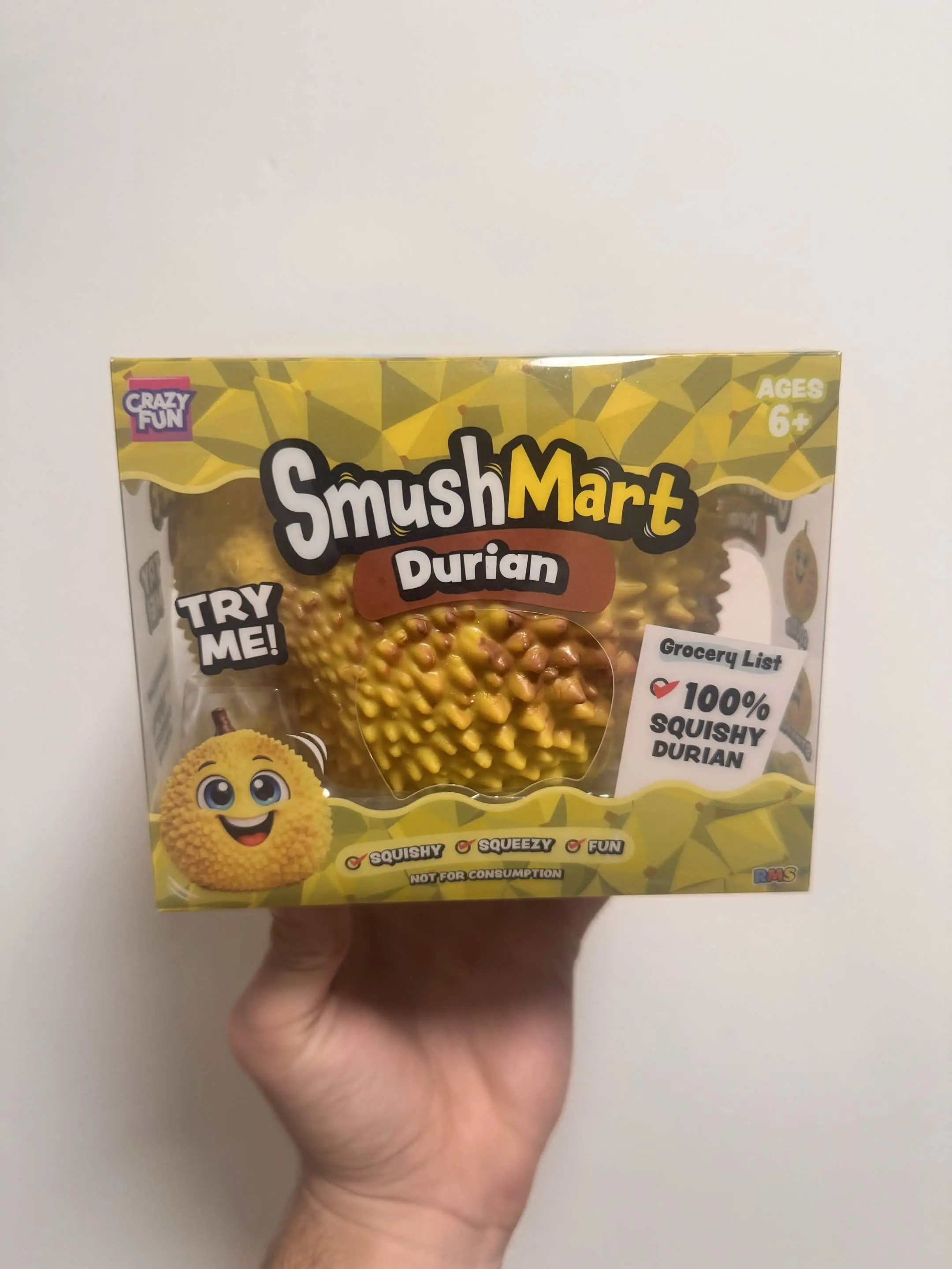 RMS FUN!! SMUSHMART DURIAN!!! AGES 3+. EACH SOLD SEPERATELY. GREAT FOR STRESS RELIEF!!
