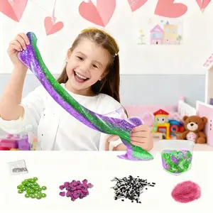 DLMdilemu Crystal Mud Bubble Clay Slime Mega Slime Kit Children's Safe Toy Stress Relief Tool DIY Toy Set with Glitter and Beads Unisex fat  slime squishies  toys cotton dumpling squishy slime coconut oil squishy