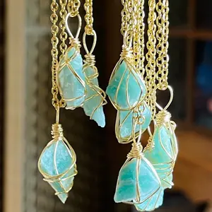 Raw Aquamarine Necklace, Blue Aquamarine, Aries, March Birthstone, Healing Gemstones, Handmade Necklace, Wire Wrapped necklace