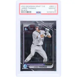 Jared Thomas Colorado Rockies 2024 Bowman Chrome Sapphire 1st Bowman Black #BDC-11 #5/10 PSA Authenticated 10 Card - Fanatics Authentic Certified