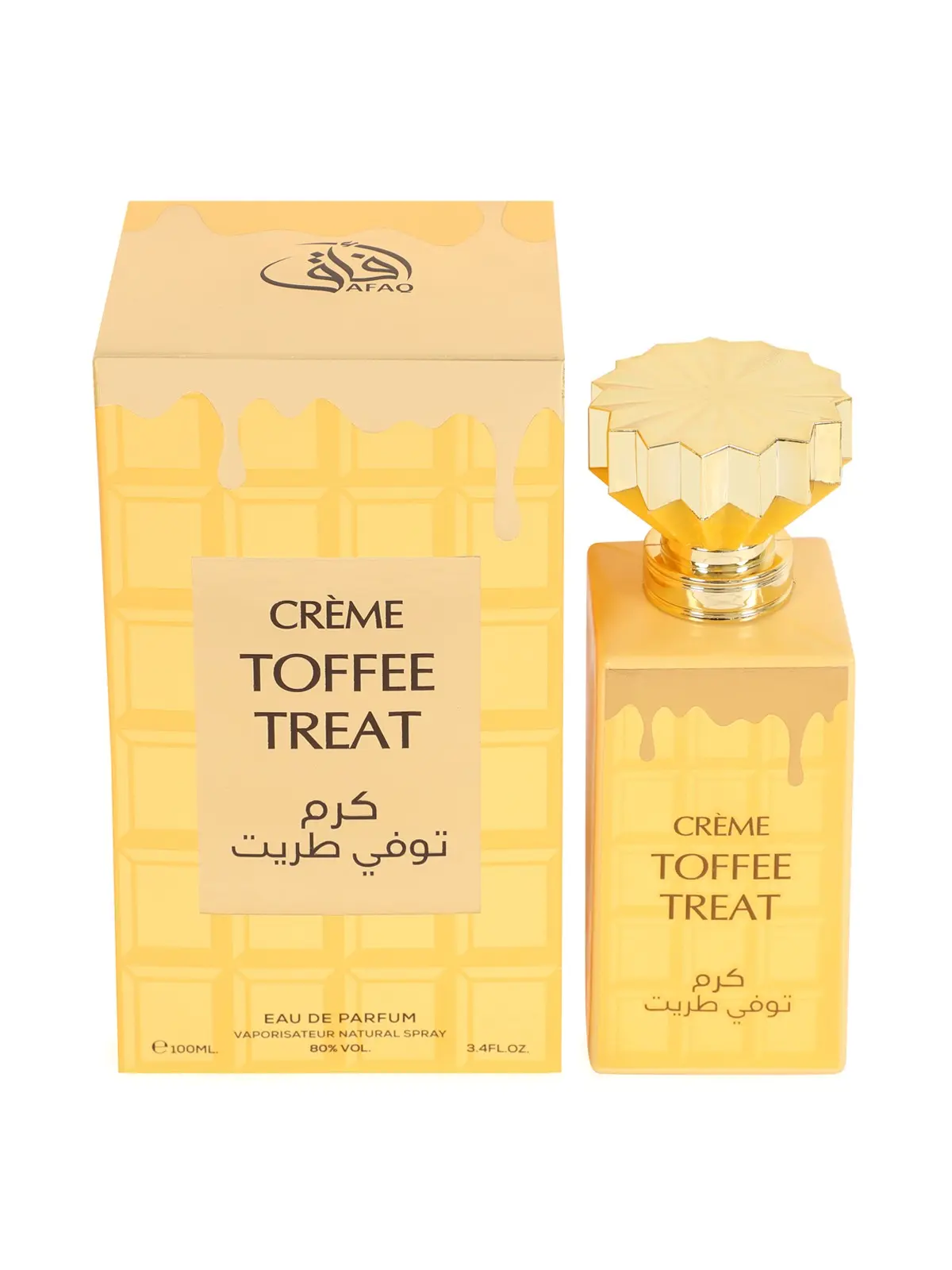 Afraq Creme Toffee Treat Eau de Parfum 100ml - Luxurious Golden Bottle with Elegant Packaging
