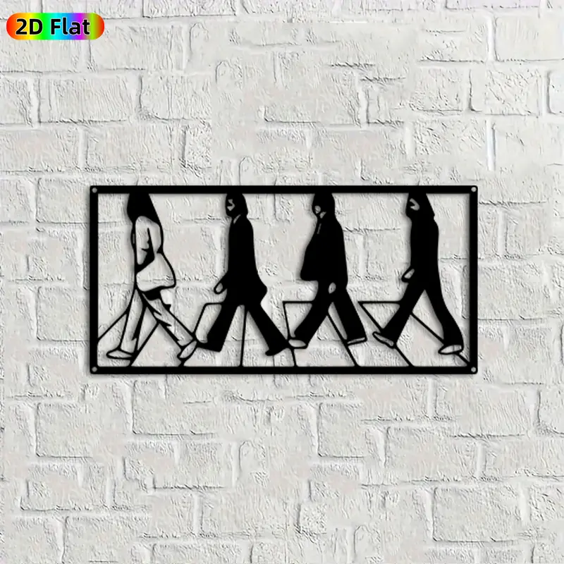 1pc Beatles Abbey Road Metal Wall Art, Crossroad Wall Art, Iconic Crossing Statue Mural, Ideal Gift for Christmas, Music Decor Enthusiasts, Rust-Resistant Metal Wall Sculptures, Metal Wall Decor for Music Lovers, Home Decoration, Decoration Items