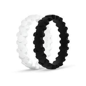 Mickey Mouse On Repeat Ring 2 Pack - White, Obsidian