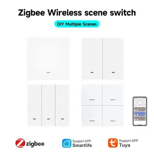 Tuya ZigBee 3.0 Smart Scene Switch Wireless Free Sticker Wall Scene Switch Push Button Battery Powered Transmitter Alexa