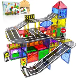 Magnetic Tiles - Road Set, Magnetic Building Blocks, Preschool Montessori Toys Gift for 3+ Year Old Boys and Girls, Sensory Christmas Toys for Kids Aged 3-5 and 4-8, Ideas for Toddler with Autism