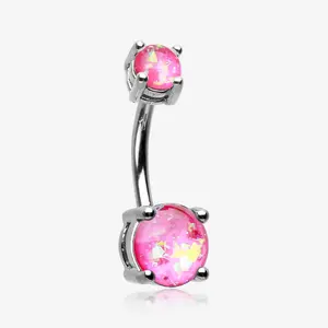 Opal Sparkle Prong Set Belly Button Ring