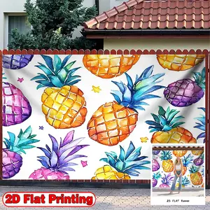 2D Flat Banner, 1pc with Watercolor Pineapple Pattern Multi Theme - Polyester Fabric Photography Backdrop & Party, Ideal for St Patrick Day, Ramadan, Birthdays, Cake Tables, Portraits, Party Decorations, Indoor and Outdoor Celebrations