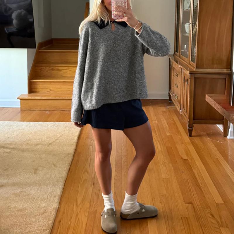 Women Y2k Color Block Polo Sweaters Long Sleeve Lapel Loose Knitted Tops Preppy Teens Oversized Jumper Tops Party Streetwear Women Y2k Color Block Polo Sweaters Long Sleeve Lapel Loose Knitted Tops Preppy Teens Oversized Jumper Tops Party Streetwear