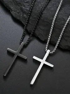 Vintage Cross Pendant Necklace for Men & Women, Dainty Cross Necklace, Stainless Steel Jewelry for Party, Daily Clothing Decor, Trendy All-match & Exquisite Jewelry for Birthday Gift