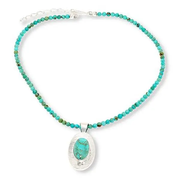 Mine Finds by Jay King Chilean Turquoise Oval Pendant with Bead Necklace