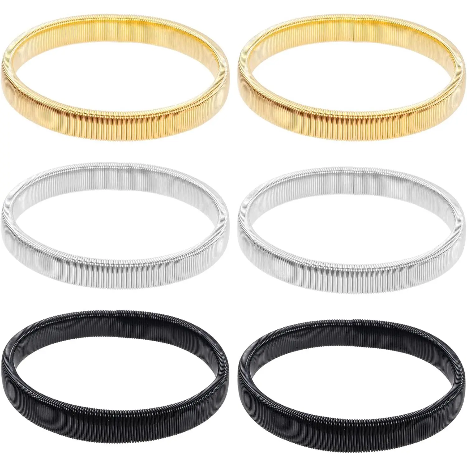 6 Pieces Shirt Sleeve Holders Stretchy Metal Armbands Anti-Slip Garters Fixing Long Sleeves for Men Women