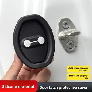 4pcs Universal Car Door Lock Protector Silicone Shockproof Noise Reduction Rust Resistant Latch Cushion for Cars