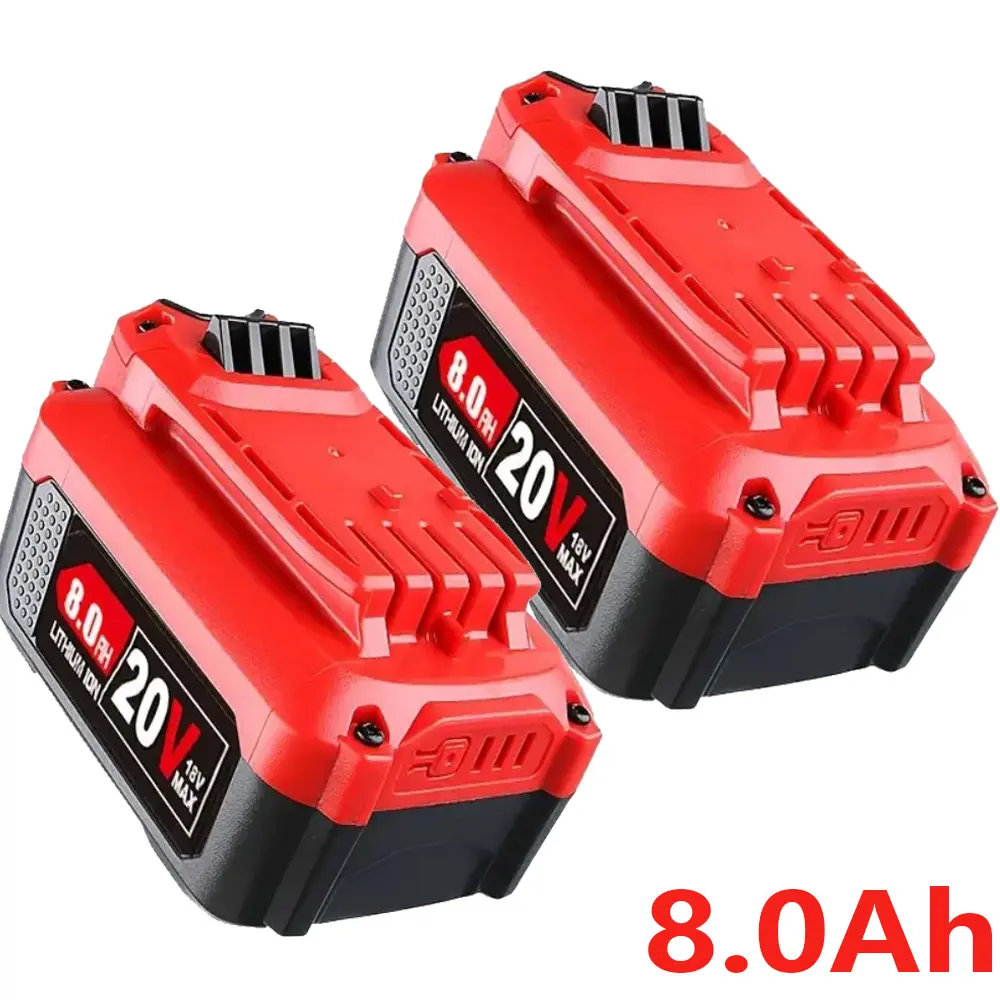 2-Pack 20V 8000mAh Rechargeable Li-Ion Batteries for Craftsman 20V MAX (CMCB204, CMCB202, CMCB201, CMCD700C1, CMCS500B) - Durable Rechargeable Battery with Smart LED Monitor, Advanced Safety & Protection, Durable Lithium Battery