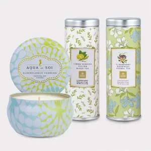 Bibi's Market Organic Elderflower Verbena Candle & Tea Gift Set