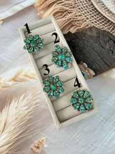 Handmade Sterling Silver Sonoran Cobble Collection: Sonoran Mountain Turquoise Adjustable Ring "Signed Nizhoni"