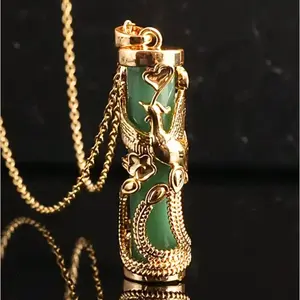 18K gold-plated phoenix pendant necklace with gemstones – A unique jewelry gift with an ethnic style.