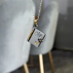 Book Necklace for Daughter 18 Inch Stainless Steel Chain with Openable Pendant for Birthday Graduation Christmas  Gift