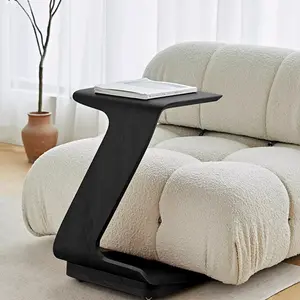 15" Modern C-Shaped Side Table, Black Color End Table, for Living Room