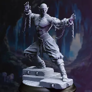 Drow Blind Monk - Uxas Vergos | 3D Printed Miniature | DM Stash