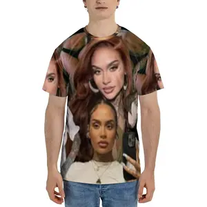 Women's Kelani Sublimation Print Short-Sleeve Round Neck All-Over Collage T-Shirt - Streetwear Style Casual Top with Premium Polyester Fabric