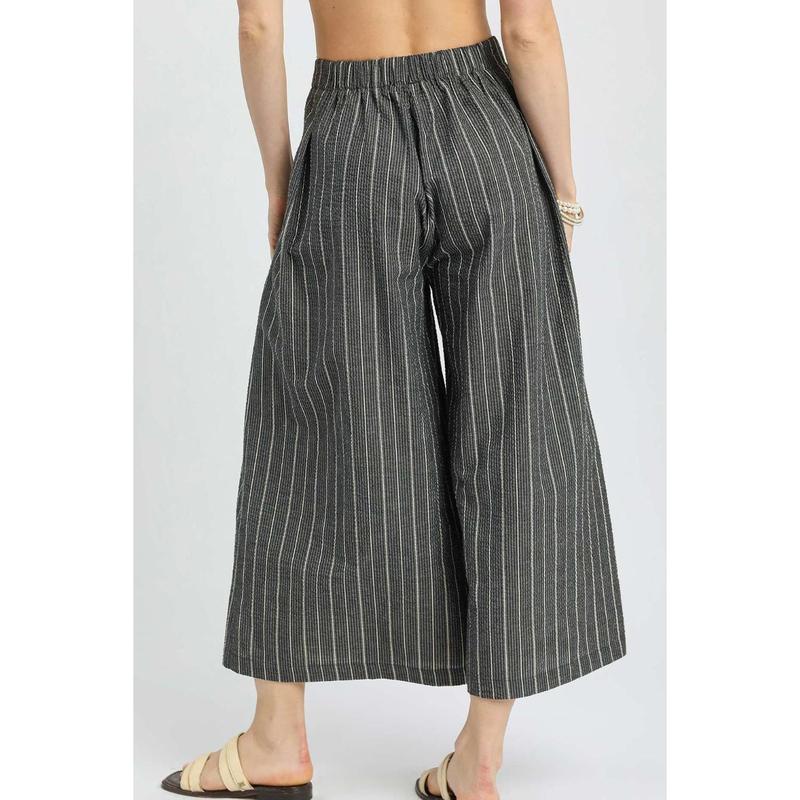 Umgee Pinstripe Crop Palazzo Pants