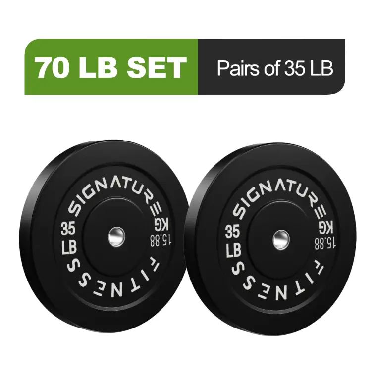 FlexWave 35LB Olympic Bumper Plates Pair, 2-Inch Rubber Olympic Weight Plates with Steel Hub, Solid Color, for Strength Training & Home Gym
