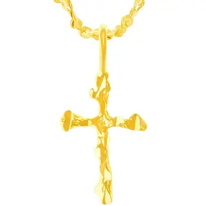 LIFETIME JEWELRY Small Nugget Cross Necklace for Women & Men 24k Gold Plated