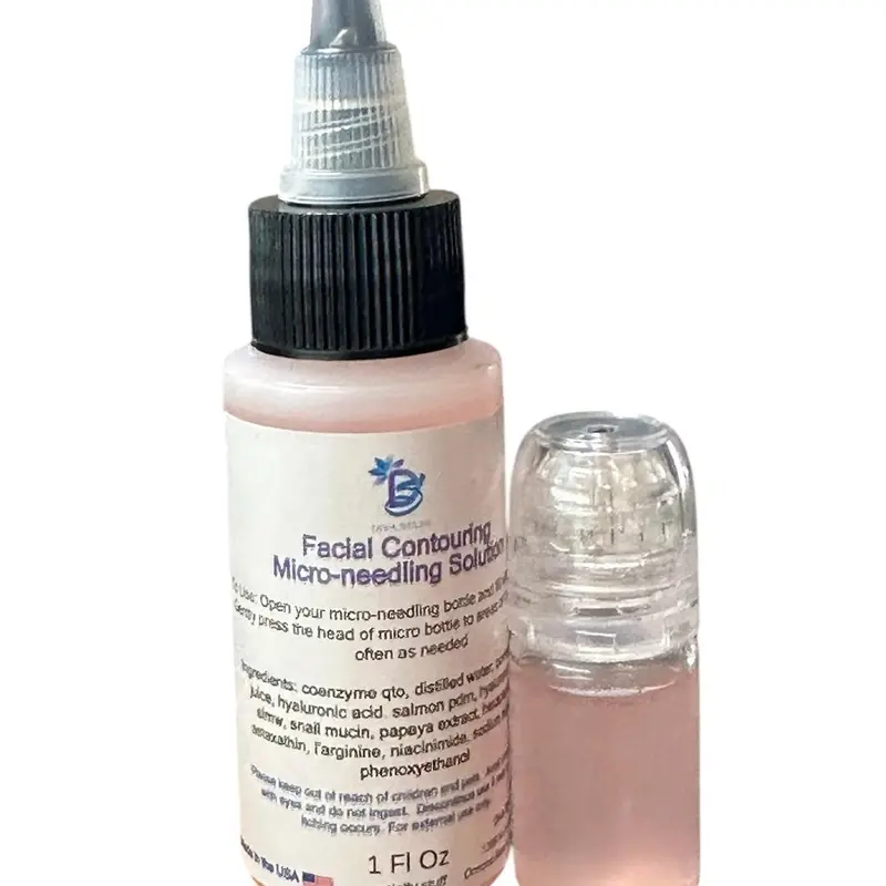 Facial Contouring Micro-NeedIing Solution and Applicator With Coenzyme Q10, Pomegranate Juice, Salmon PDRN, Hyaluronic Acid