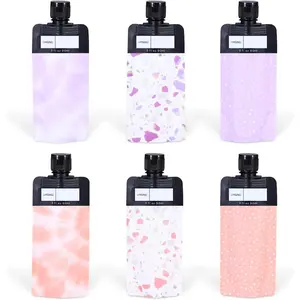 3 oz 6pack Leak Proof Empty Squeeze Pouches Refillable Travel Size Containers Liquid Pouch  Container TSA Approved Bag
