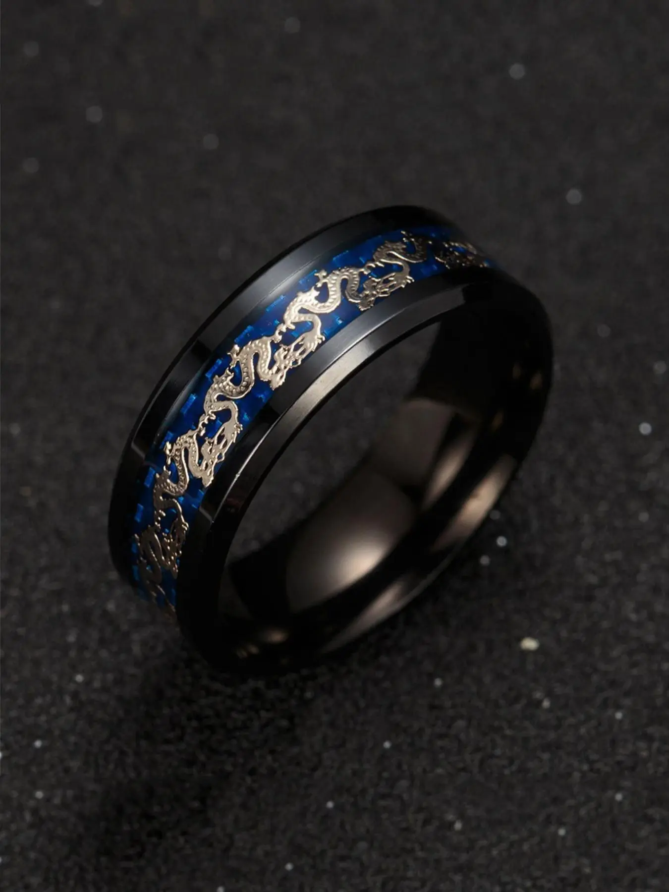 1 Piece Men's Vintage Dragon Decoration Titanium Steel Ring, Creative Fashion Party Casual Versatile Stackable Finger Rings Accessories Gift Stacking Rings Unique Metal Rings