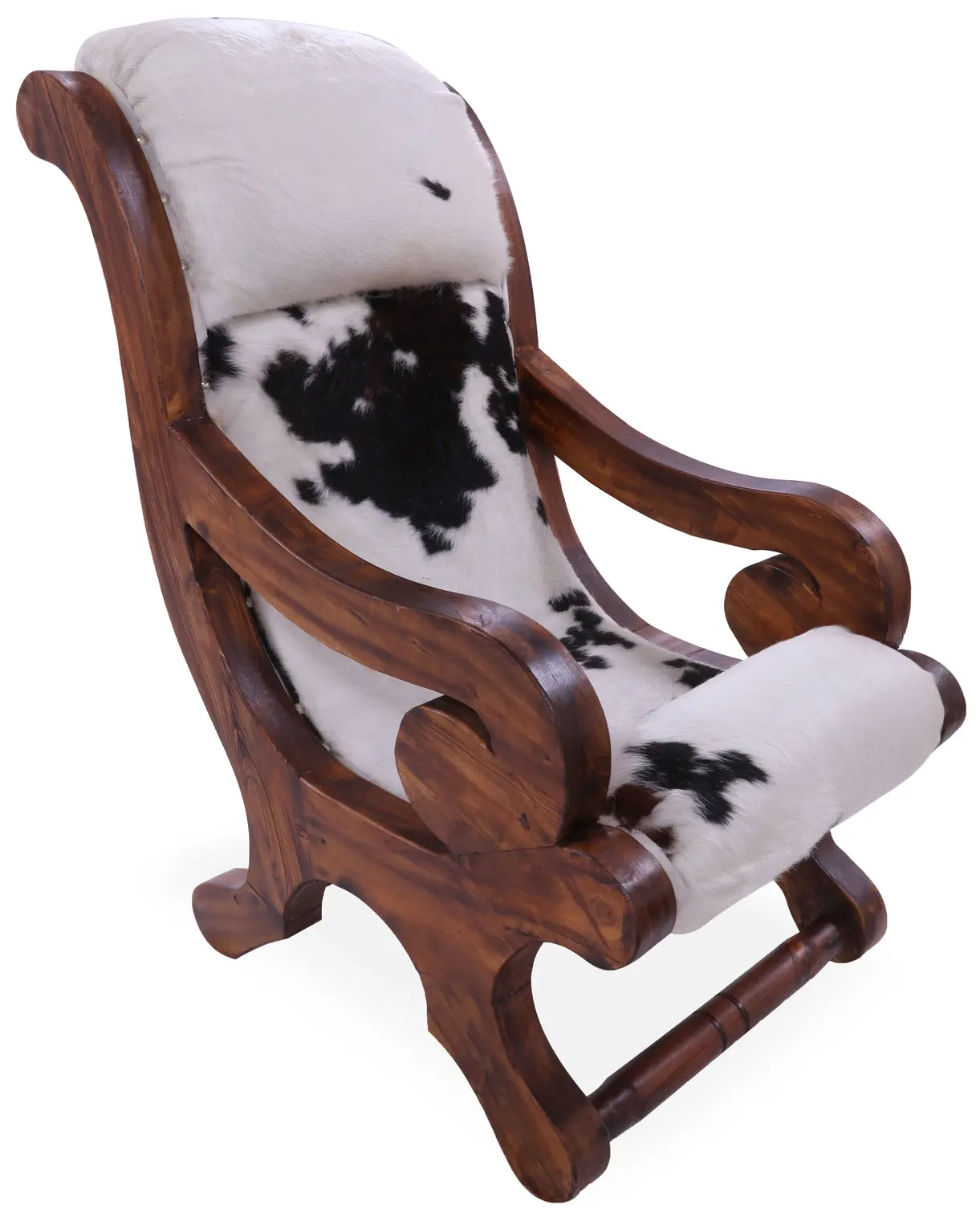Reclaimed Wood Hair-On Cowhide Handcrafted Chair - C212-FC