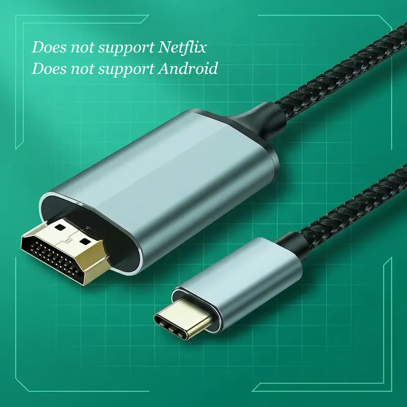 Lulaven USB C to HDMI 2.0 Adapter Cable - 4K 60Hz HDR, Anti-Interference, Gold-Plated Aluminum Plugs, 6ft Type C Wired, Thunderbolt 3/4/5 Compatible for iPhone 15/16 Series (iOS Only), Screen Mirroring for Netflix Hulu Amazon Prime Video