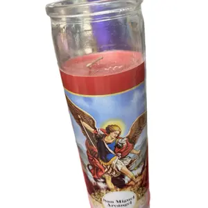 Saint Michael Miguel Candles Prayer Candle Red Wax with Angel Artwork Spiritual Decor