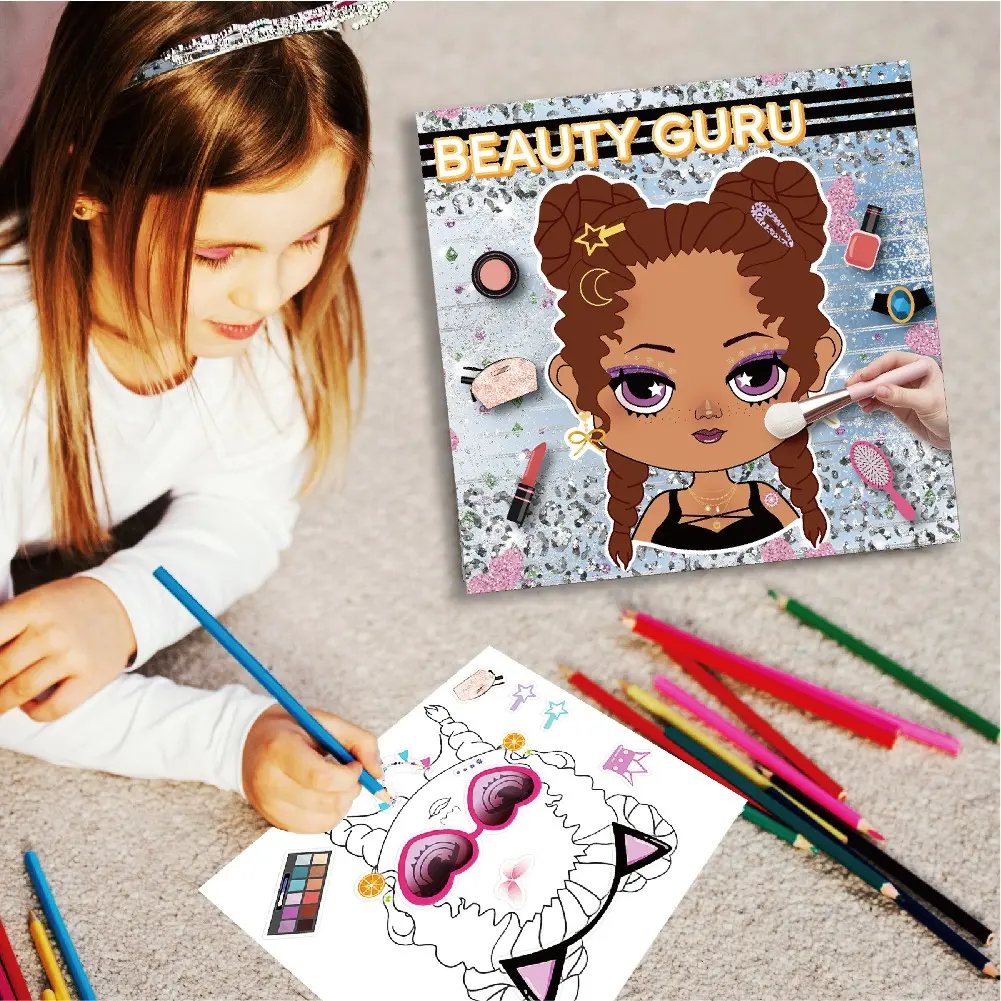Creative Makeup Sticker Coloring Book, Learn Makeup Skills, Develop Aesthetic Sense, Enjoy DIY Beauty Fun! Sticker Album