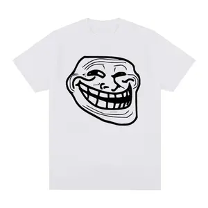 Short Sleeve Cotton T-shirts for Men and Women Funny Memes Retro Fashion Troll Face Angry Men Harajuku Streetwear