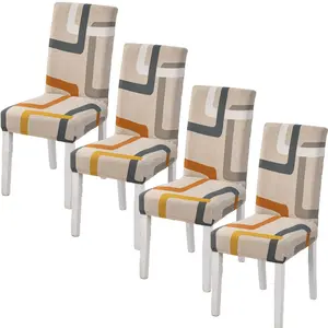 Leaf Theme Elastic Chair Covers Set, 4-6 Pieces, Holiday Chair Covers, Suitable for Home and Hotel, Universal Kitchen Seat Pads