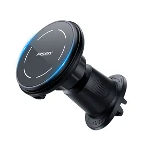 PISEN Mag-Safe Car Mount Charger - Qi2 15W Magnetic Car Phone Holder, 15W Wireless Qi2 Car Charger Mag-Safe Phone Holder, Car Vent Phone Mount Magnet Car Phone Holders for iPhone 16 15 14 13 12 Series