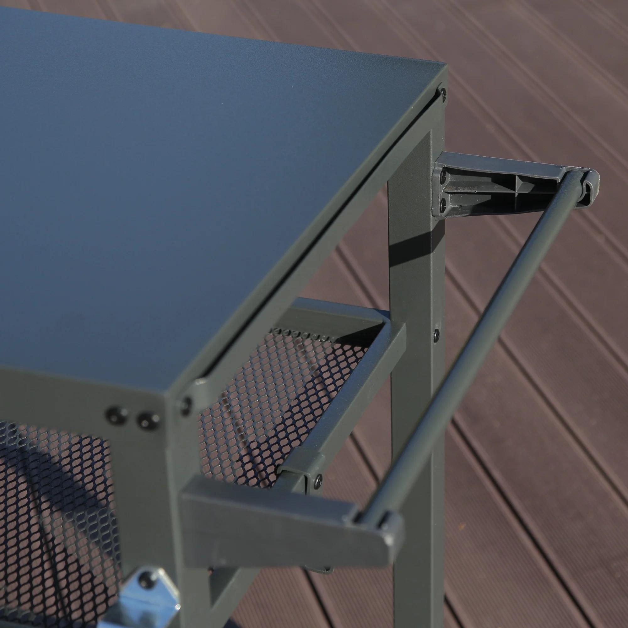 Moveable Outdoor Kitchen BBQ Worktable Trolley 42" W X 22" D 3 Storage Shelves Grill Cart Table Wheels Hooks for Food Parks