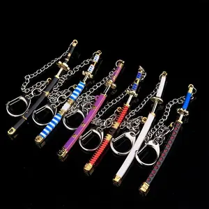 3.54 Inch Zinc Alloy 6pcs Mini Sword Keychain Set - Gift for Boyfriend and Collectors Beaded