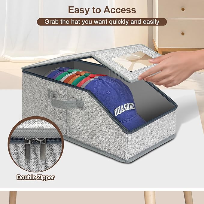 Stackable Baseball Cap Storage Box with Snap-On Design & Fitted Hat Rack Space-Saving Hat Rack for Wardrobes Holds Up to 24 Hats Non-Woven Fabric & Thick Cardboard Ideal for Household Storage organizer blade stand