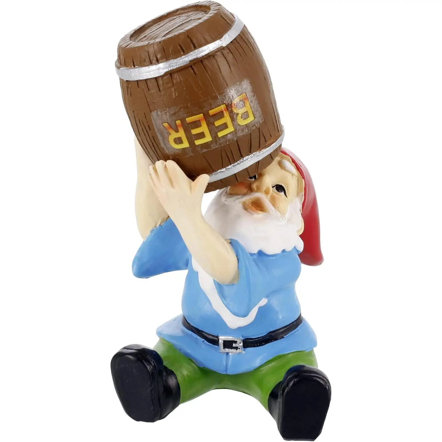 4-Inch Mini Drinking Gnome Garden Sculpture - Funny Indoor-Outdoor Home Accent for Planters, Patios