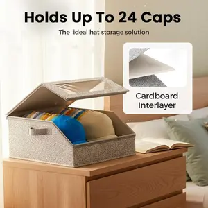 Stackable Rectangle PVC Classic Baseball Cap Organiser, 2026 New Arrival, Dustproof & Waterproof with Clear Window, Foldable Space-Saving, Holds 12-24 Multi-Size Caps, Ideal for Closets & Bedroom Shelves, Valentine Gifts