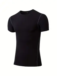 Training Shirt Short Sleeve T-Shirt Knitted Round Neck High Elasticity Underwear Home T-Shirt Base Layer Athletic Shirt
