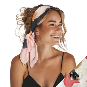 Small Satin Scarf Headband - Pink Paint Non-Slip