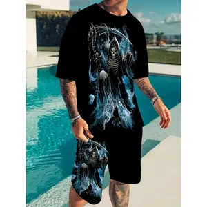 [3D Print Hip Hop T Shirt] Men's skull 3D print Clothing Summer T Shirt Shorts Sets Male  Hip Hop  Tracksuits Oversized Men's T-shirts Suits Fashion Sportswear Sets