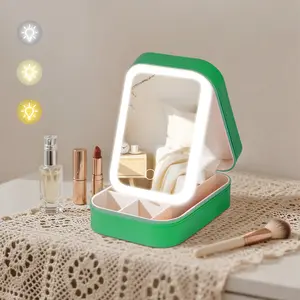 Travel Makeup Bag With LED Mirror, Cosmetic Train Case with Light up Mirror, Makeup Organizer With 3 Color Adjustable LightsPortable Makeup Artist Organizer Bag with Dividers, Makeup Brush Holder Storage, gifts for mom